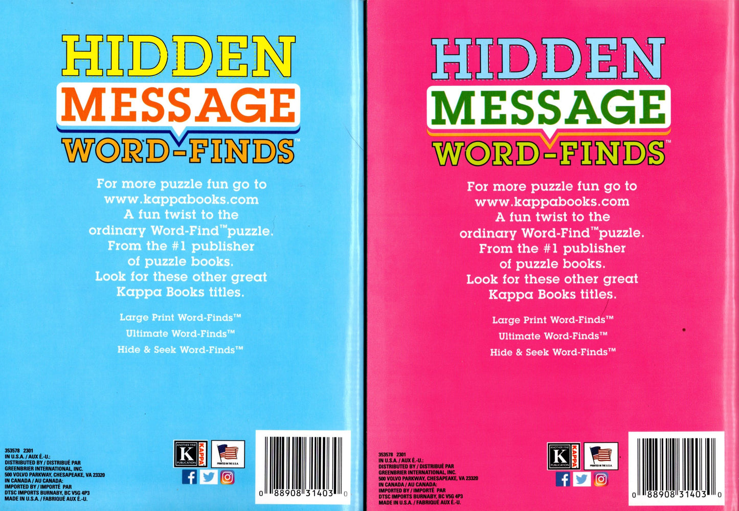 Large Print Hidden Message Word - Finds (All New Puzzles) - Vol.153,154 Now 128 Pages
