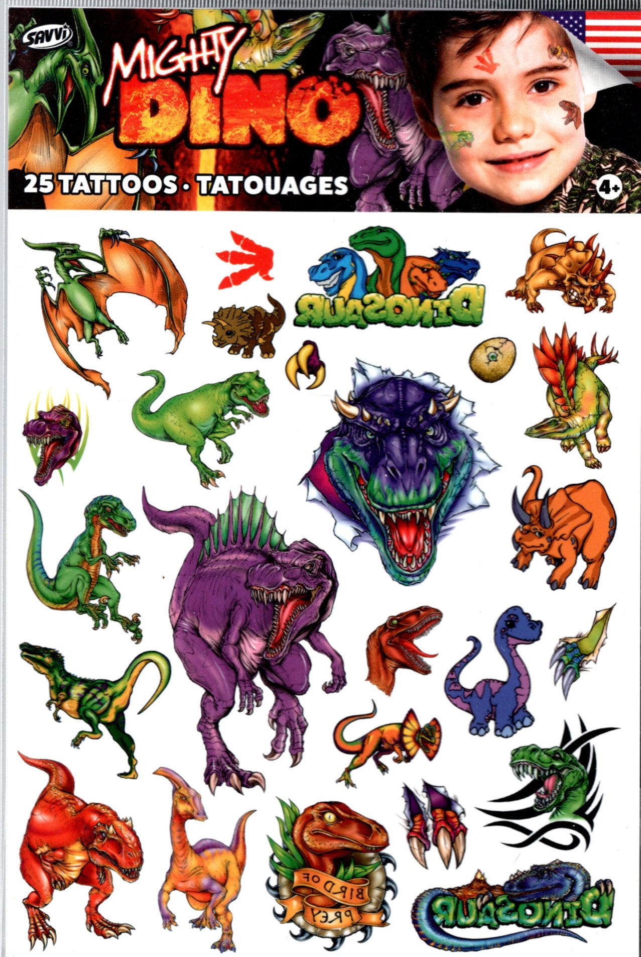 Savvi - Mighty Dino & Dino Fury - 25 Tattoos Tatouages (Set of 2)