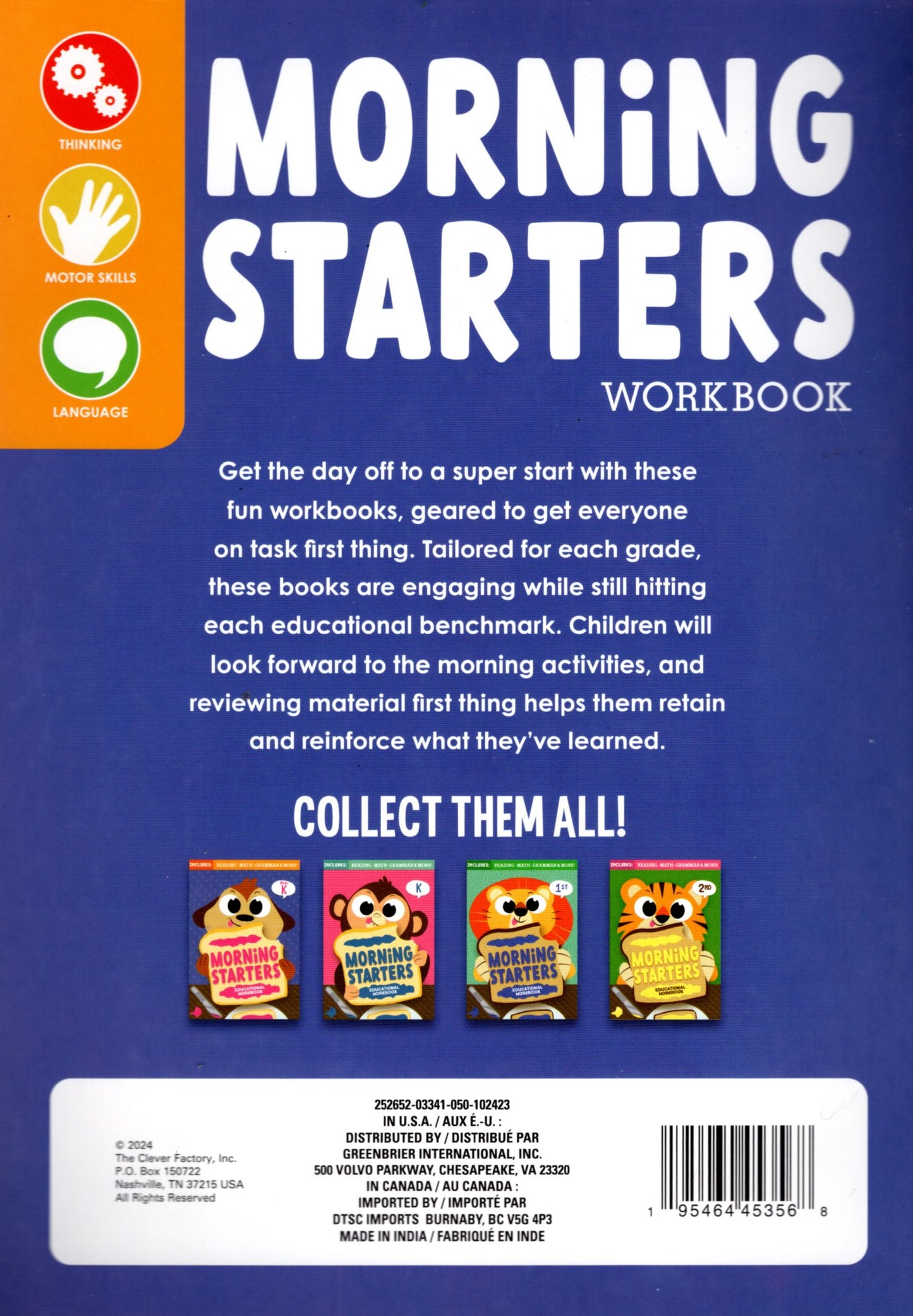 PRE-K - Includes: Reading - Math - Grammars & More - Morning Starters Educational Workbooks - v14