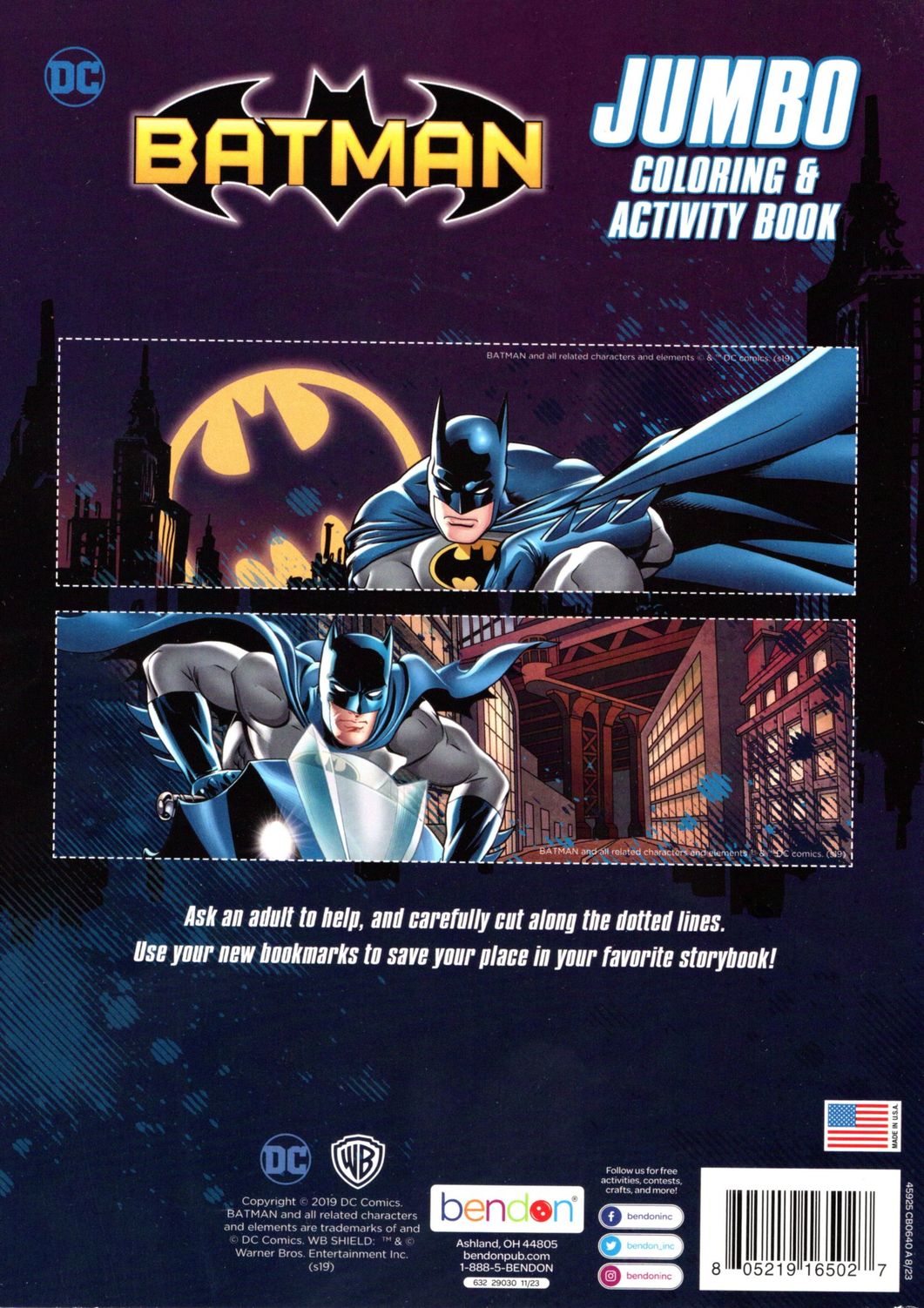 Jumbo Coloring & Activity Book Includes 2 Bookmarks on the back - Batman