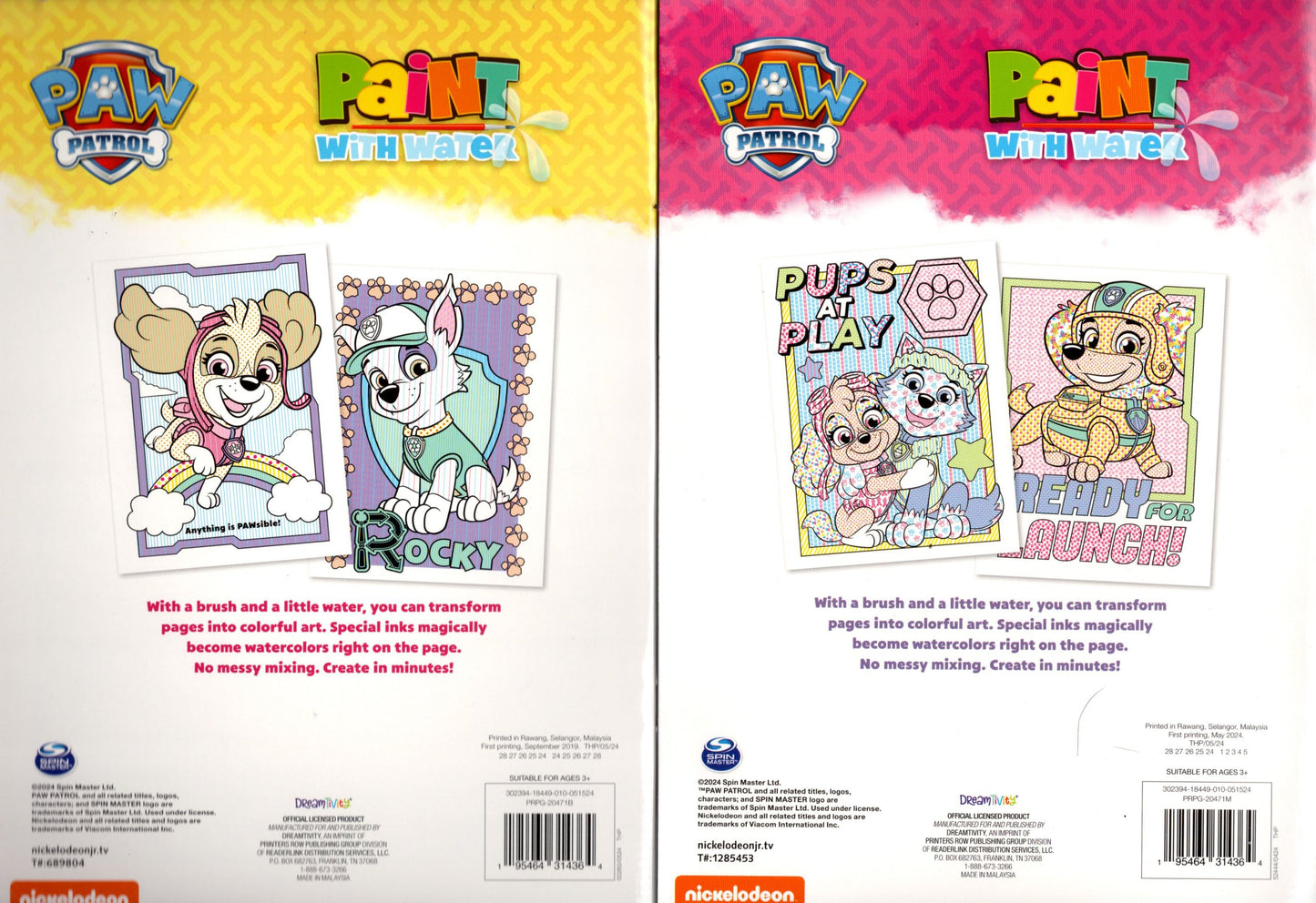 Paw Patrol - A Paint with Water - Pawsome Painting & Girlpup Power! (Set of 2 Books)