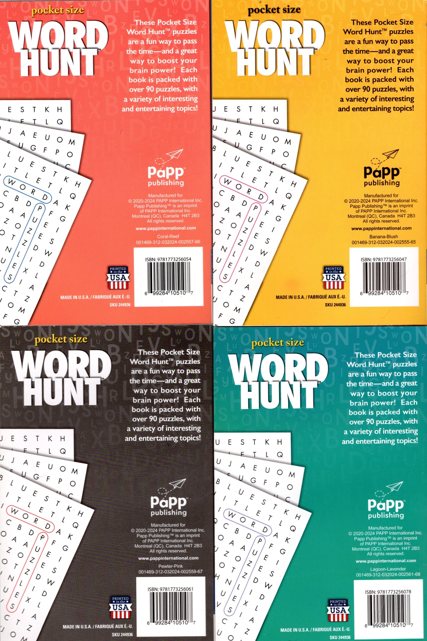 Large Print Word Hunt - All New Puzzles - (Pocket Size) - Vol.65-68 (Set of 4)