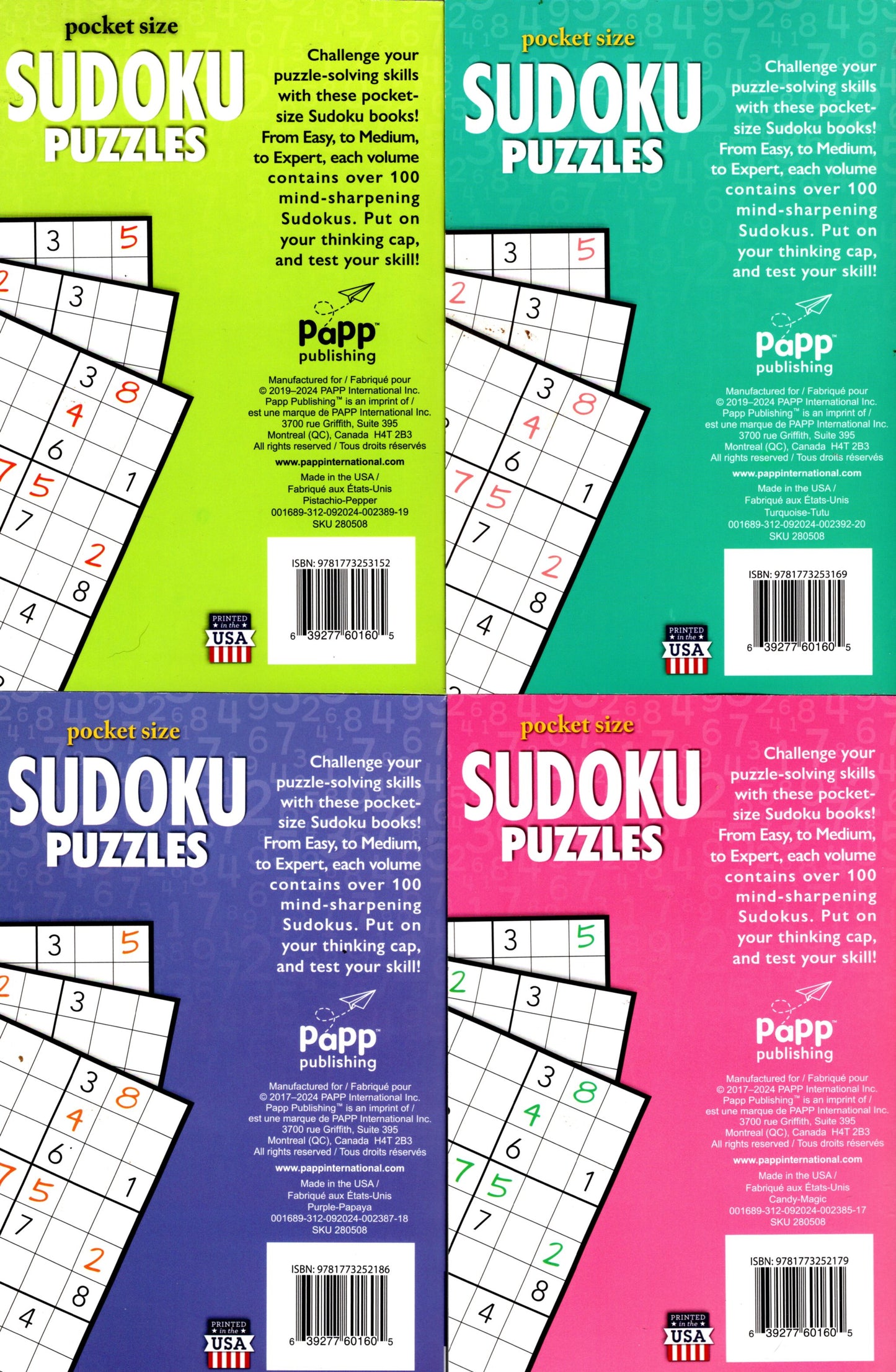 Pocket Size Sudoku Puzzles - All New Puzzles - Vol.17-20