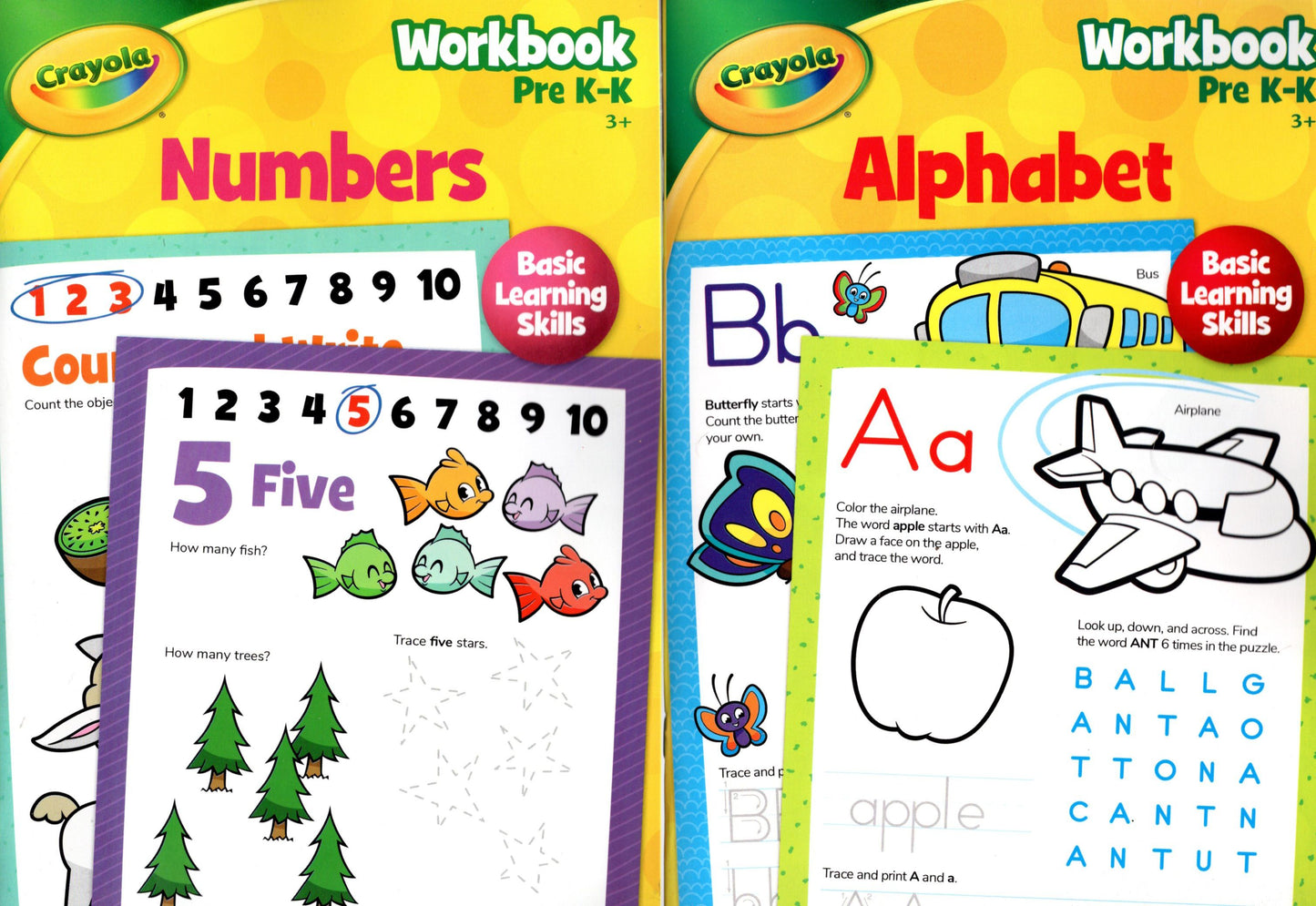 PRE-K & Kindergarten - Includes Number & Alphabet and More! - Workbooks Set of 2