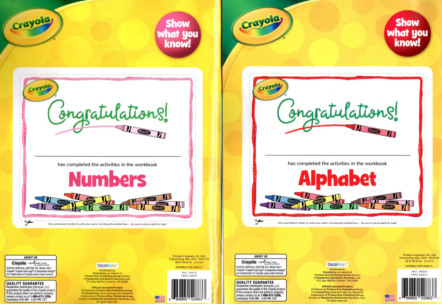 PRE-K & Kindergarten - Includes Number & Alphabet and More! - Workbooks Set of 2