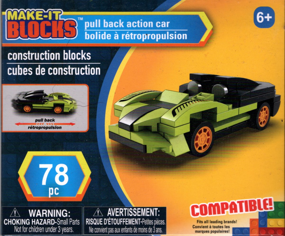 MAKE-IT BLOCKS - PULLBACK ACTION CAR - 75 PCS. CONSTRUCTION BLOCKS 6+