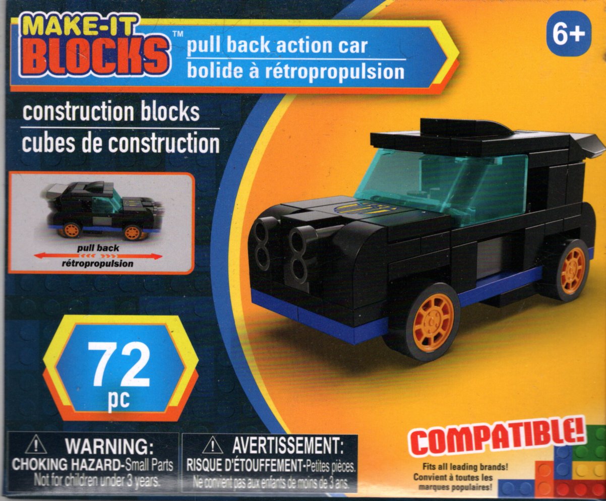 MAKE-IT BLOCKS - PULLBACK ACTION CAR - 75, 72, 78 PC. CONSTRUCTION BLOCKS Set