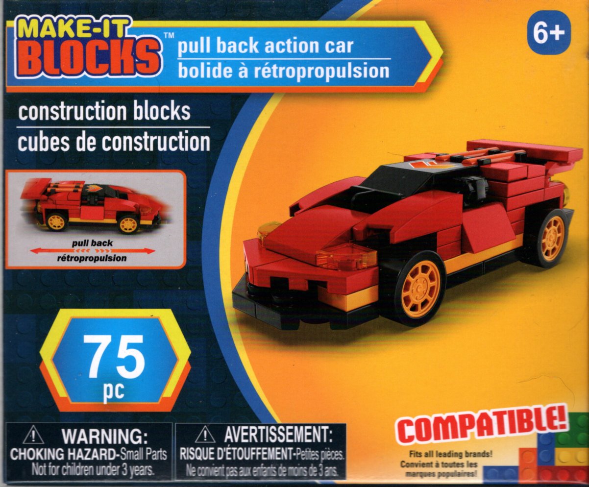 MAKE-IT BLOCKS - PULLBACK ACTION CAR - 75, 72, 78 PC. CONSTRUCTION BLOCKS Set