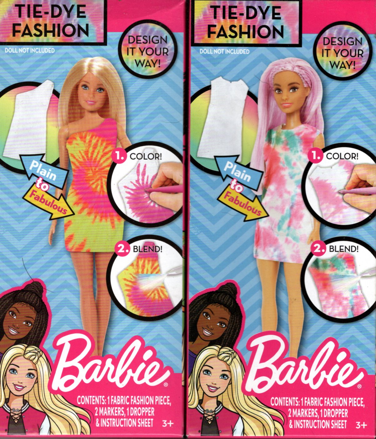 Barbie Dress Tie-Dye Fashion Design It Crafts Kit (Set of 2 Pack)