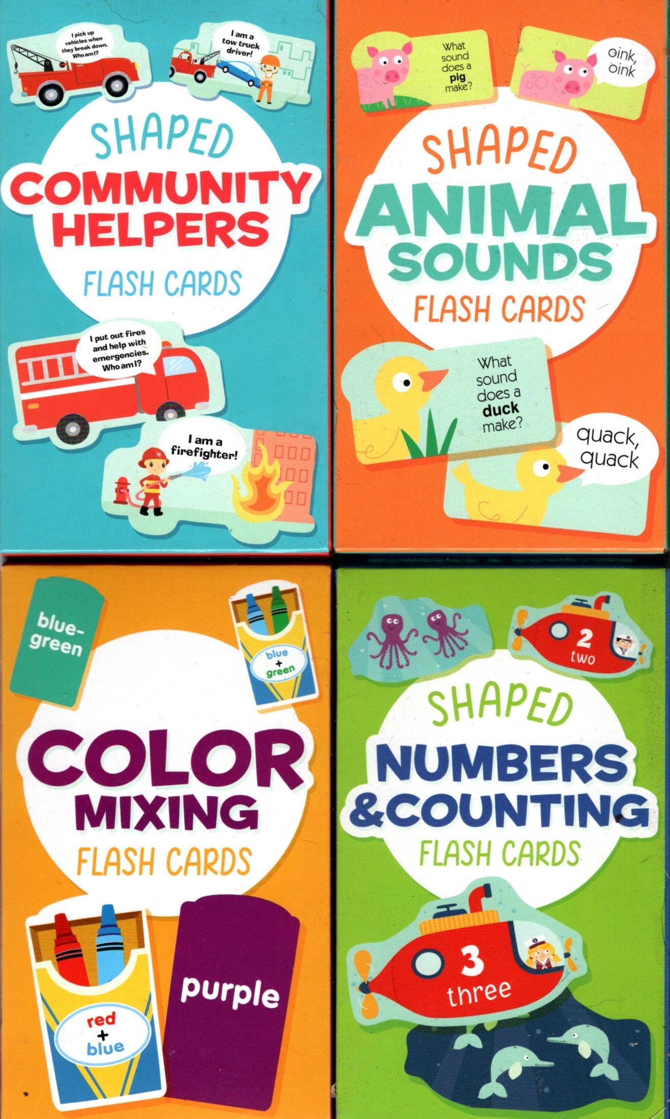 Shaped Flash Card - Community, Animal, Color, Number (Set of 4)