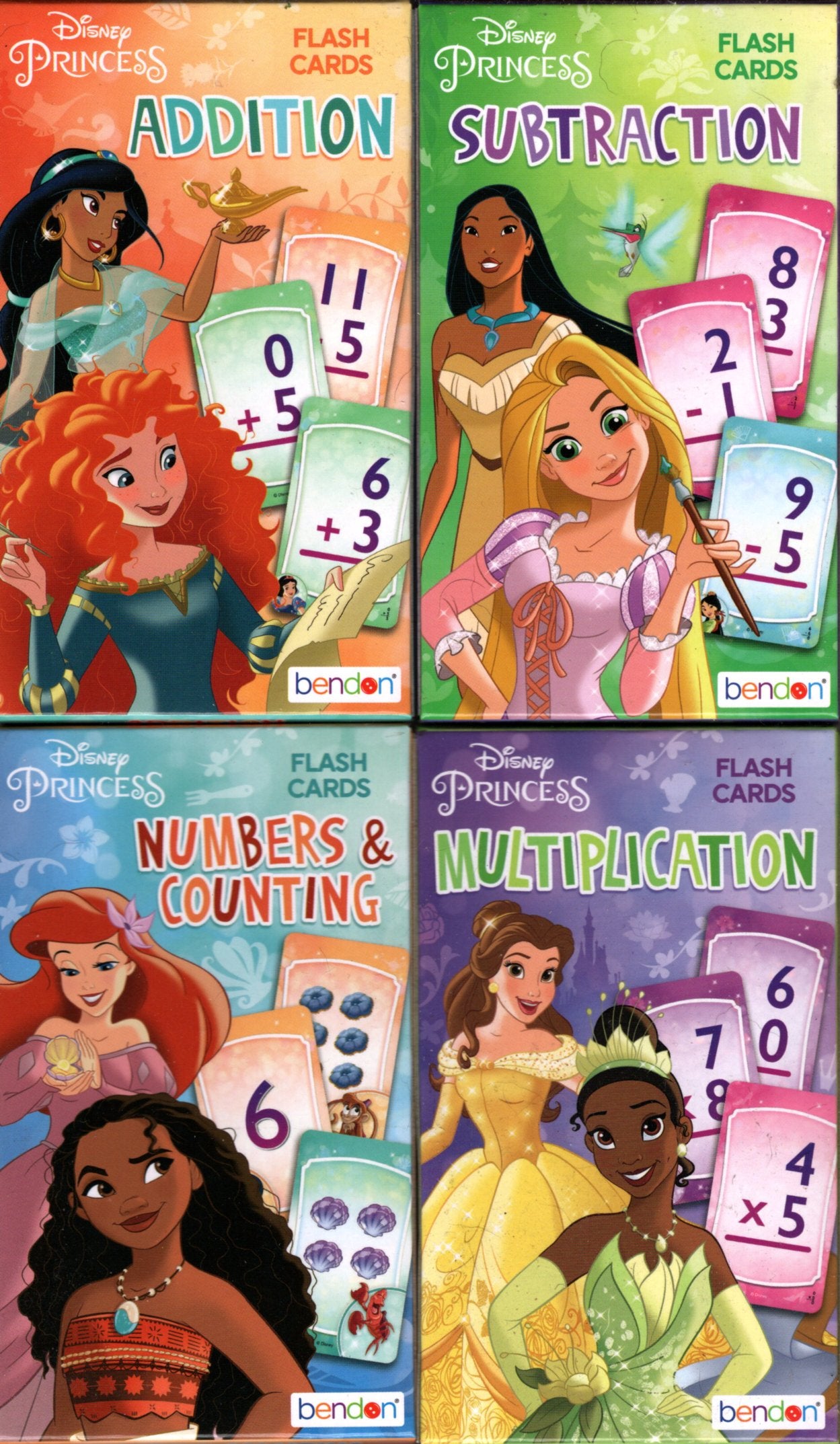 Disney Princess Addition, Subtraction, Number, Multiplication - Flash Cards Set
