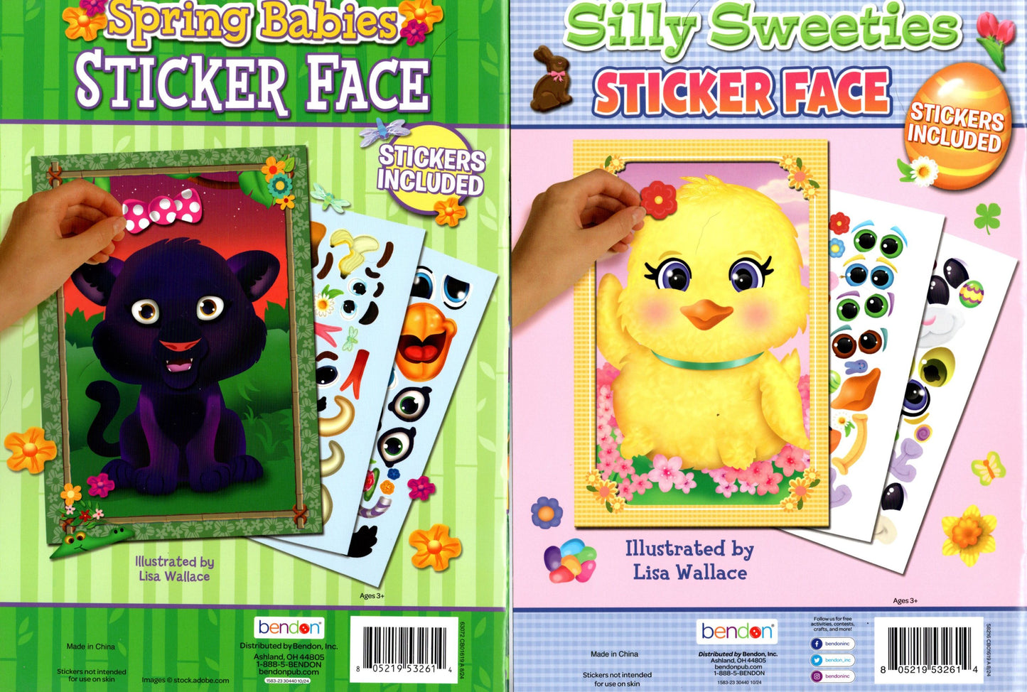 Silly Sweeties & Spring Babies - Sticker Face - Sticker Activity Book (Set of 2 Books)