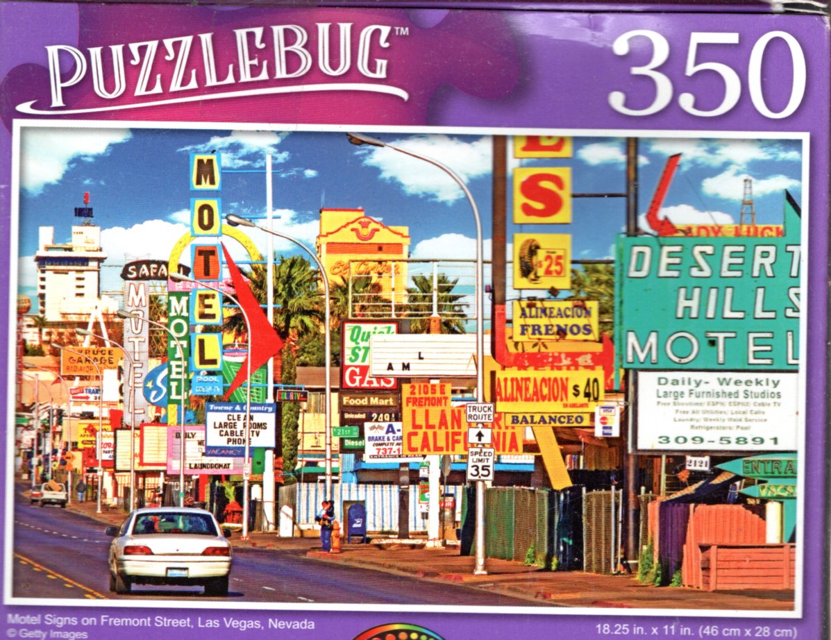 Motel Signs on Fremont Street, Las Vegas, Nevada - 350 Pieces Jigsaw Puzzle
