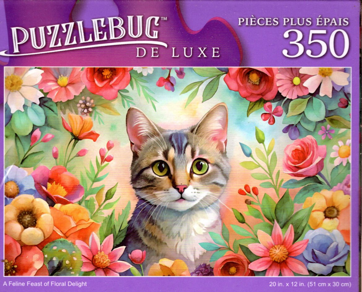 A Feline Feast of Floral Delight - 350 Pieces Jigsaw Deluxe Puzzle