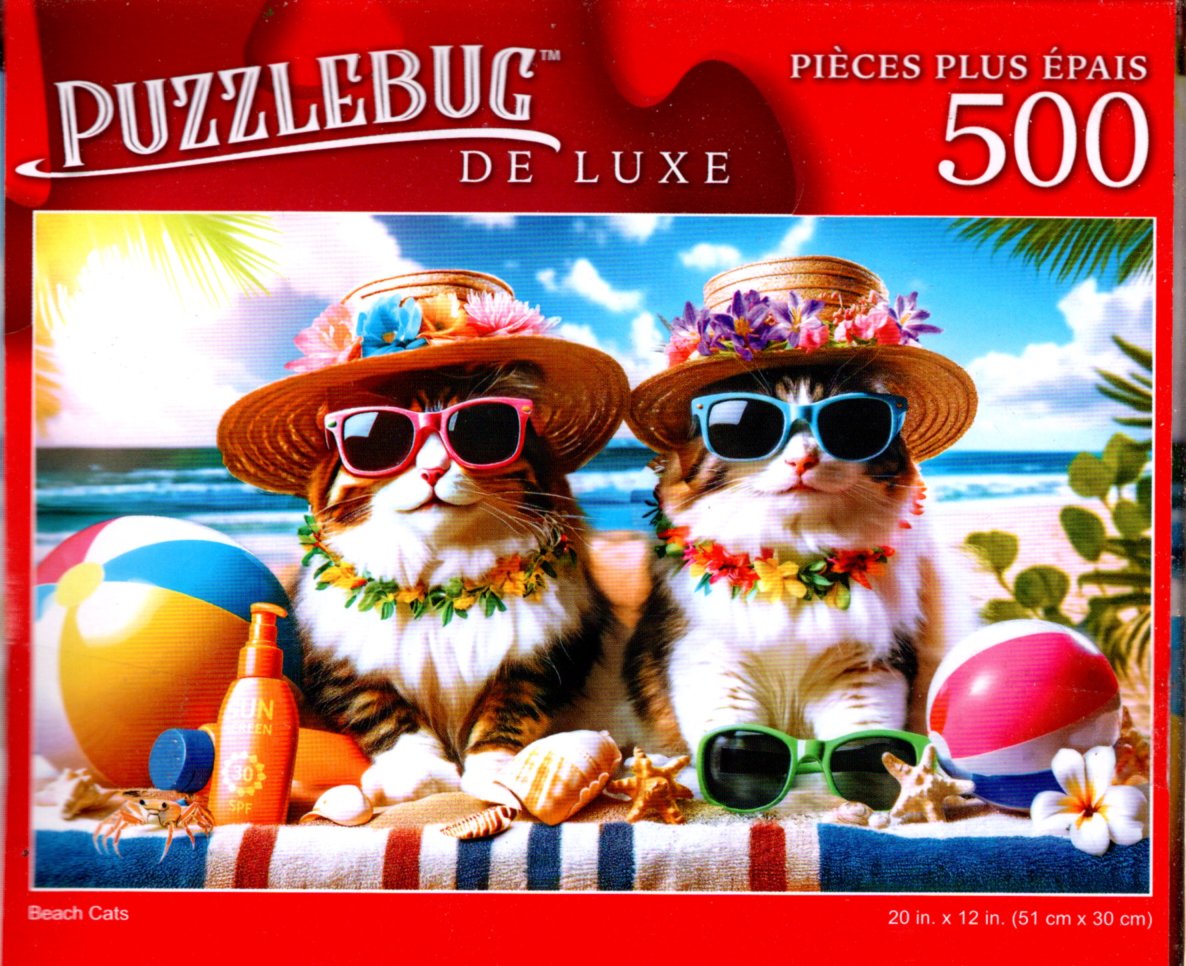 Beach Cats - 500 Pieces Deluxe Jigsaw Puzzle