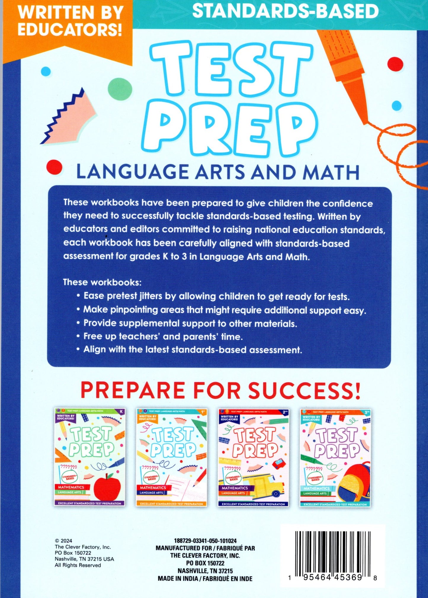 First Grade Math & Language Arts Test Prep Workbook v3