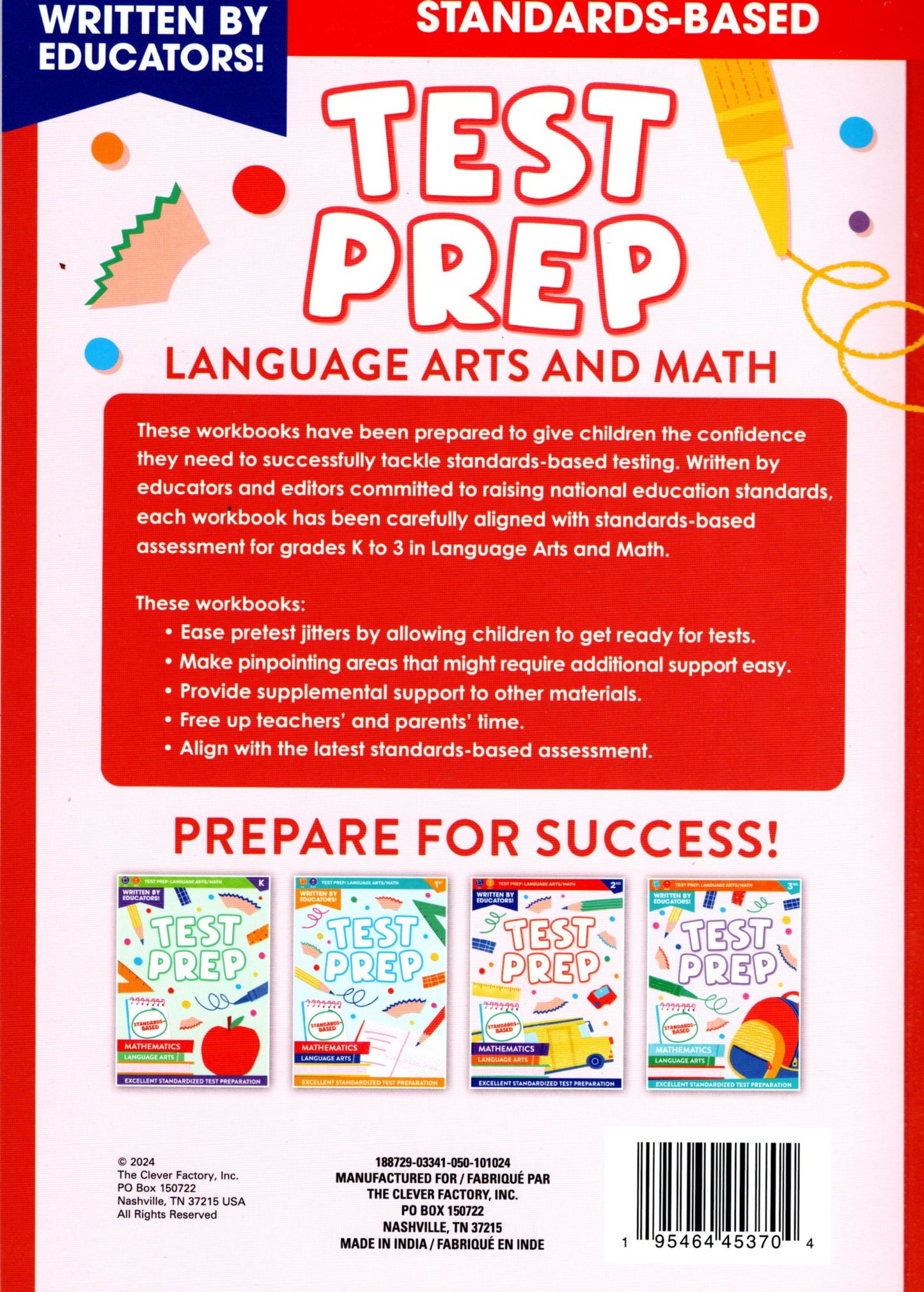 Second Grade Math & Language Arts Test Prep Workbook v3