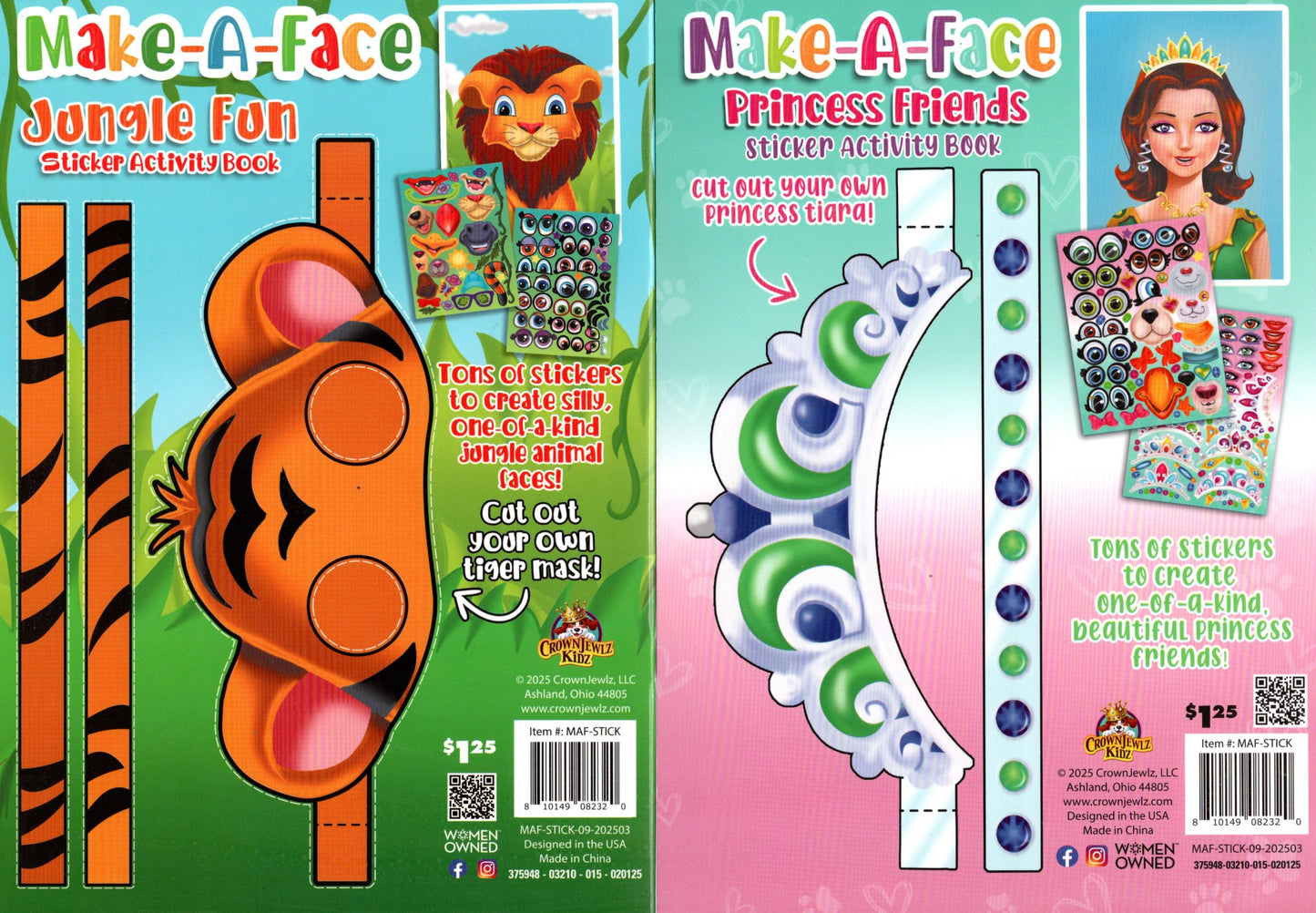 Make-A-Face - Princess Friends & Jungle Fun - Stickers Includes - Sticker Activity Book