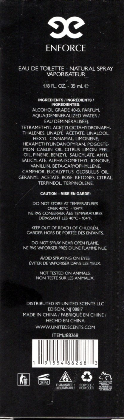 For Men Enforce Eau De Parfüm Spray Vaporisateur 1.18 Oz New