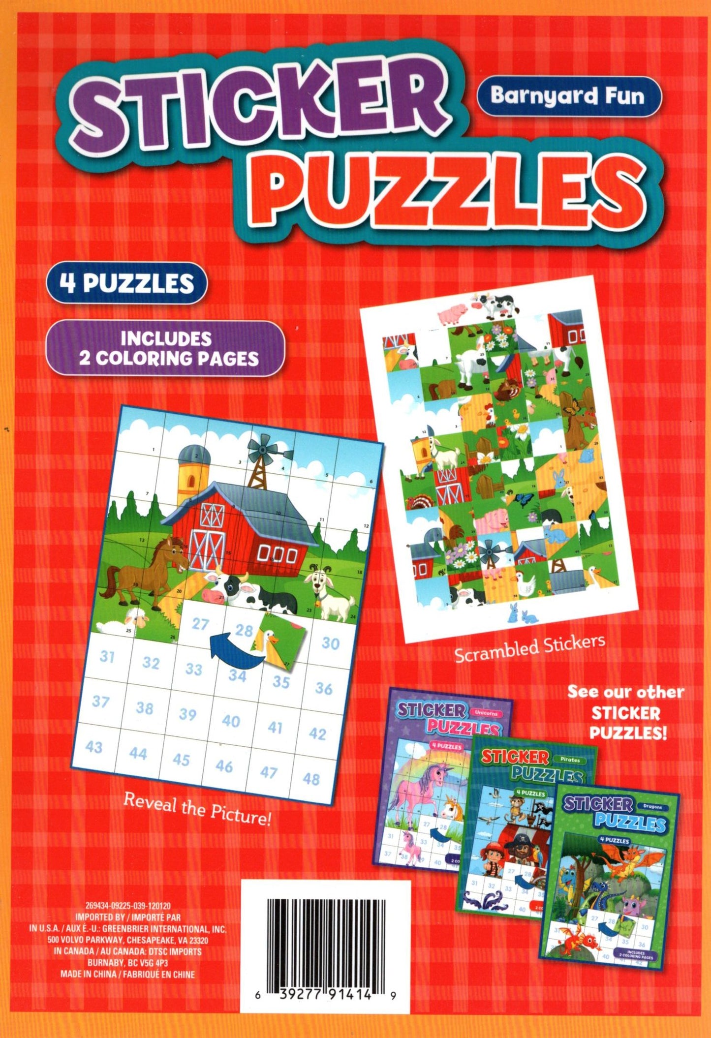 Sticker Puzzles Book 4 Puzzle Inside 2 Coloring Pages