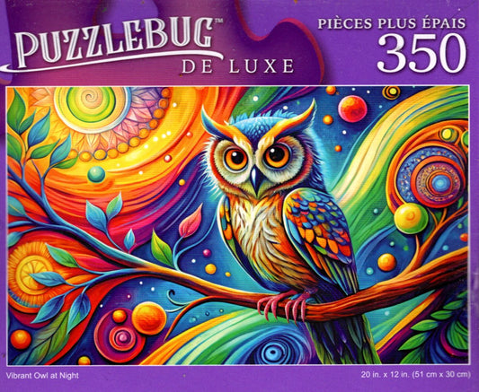 Vibrant Owl at Night - 350 Pieces Jigsaw Deluxe Puzzle
