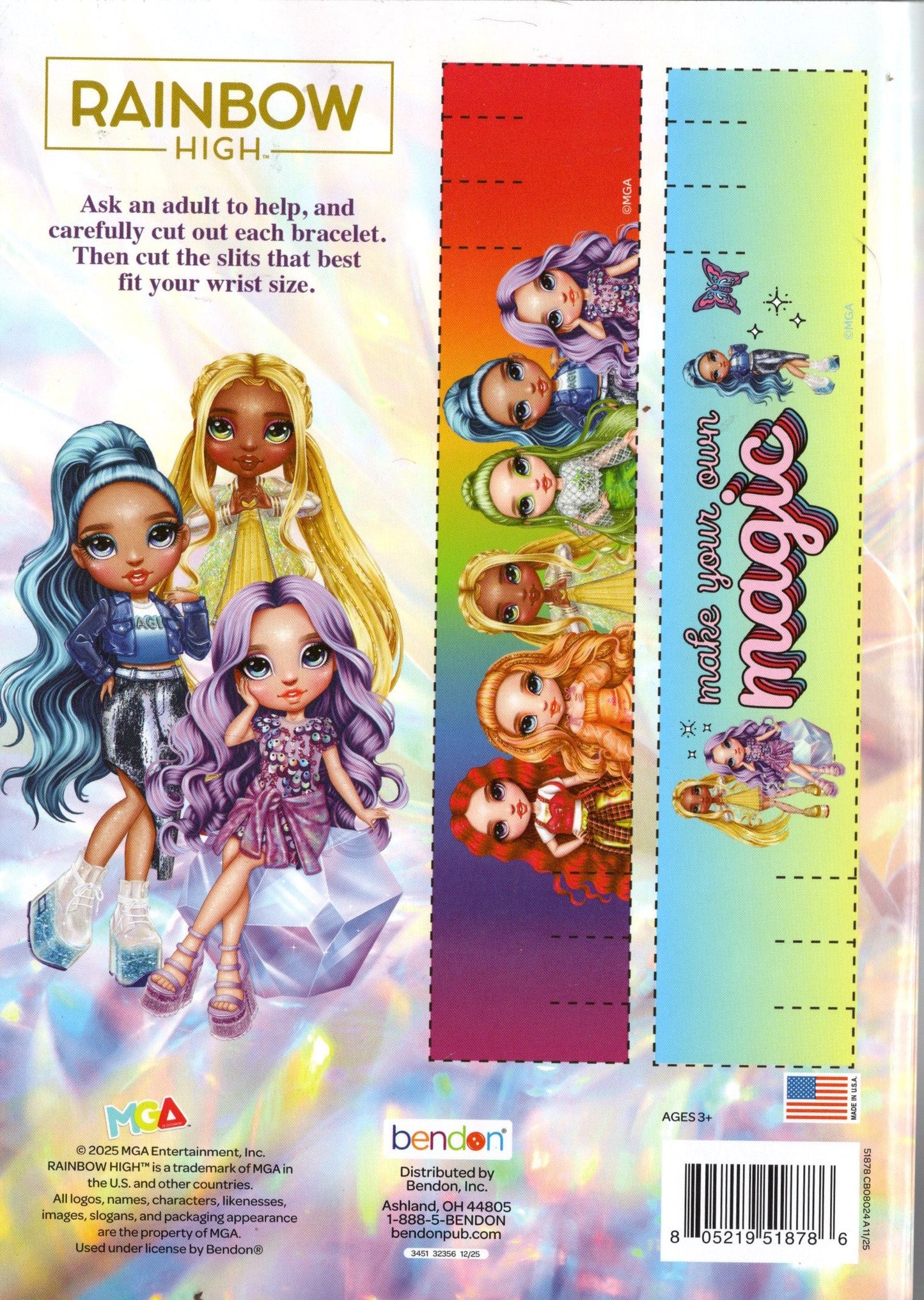 Rainbow Nigh - Jumbo Coloring & Activity Book + Bonus Bracelets on the Back