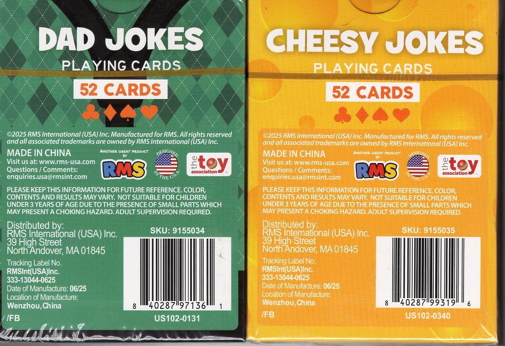 Cheesy Jokes & Dad Jokes - Playing Cards (Set of 2)