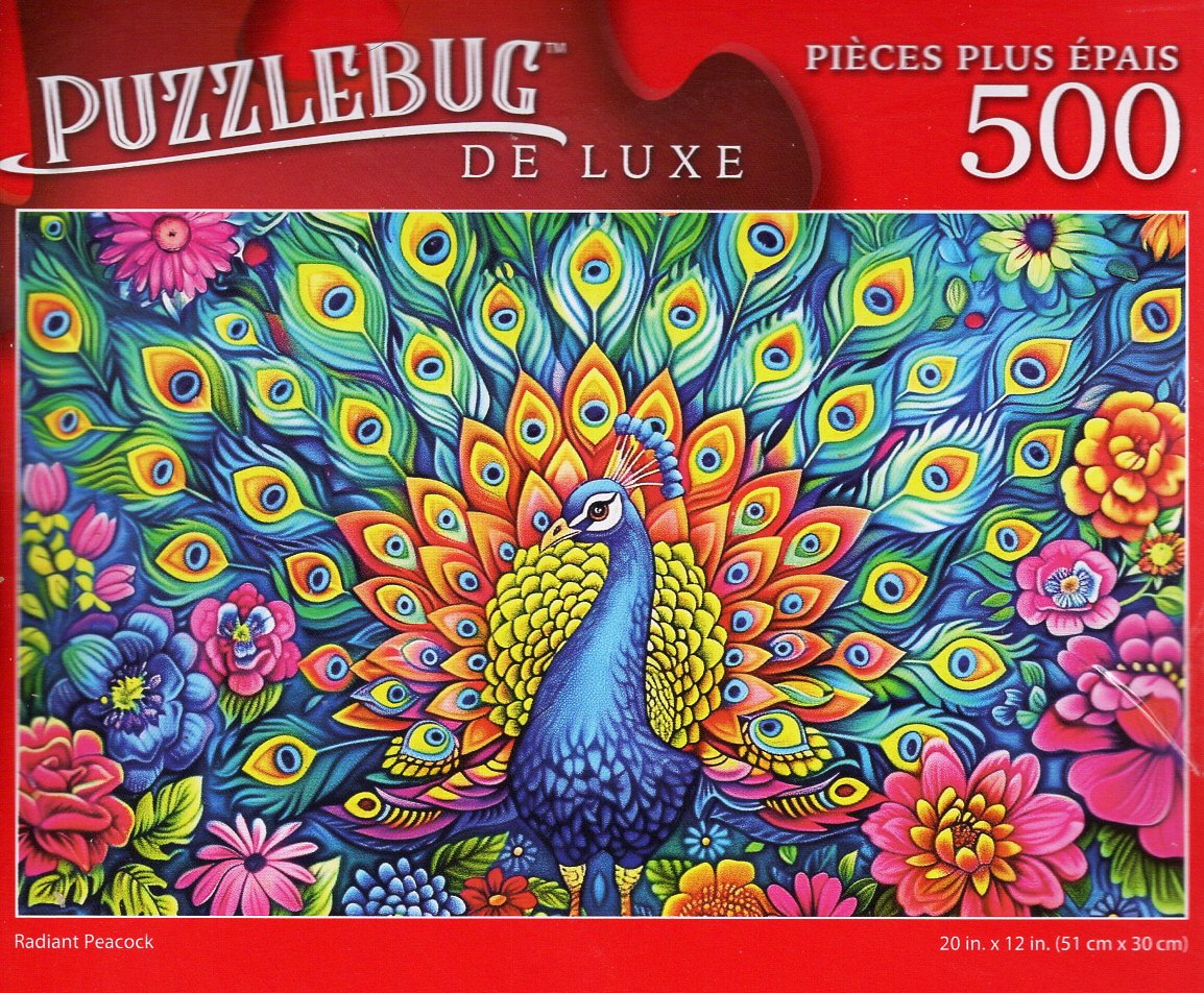 Radiant Peacock - 500 Deluxe Jigsaw Puzzle