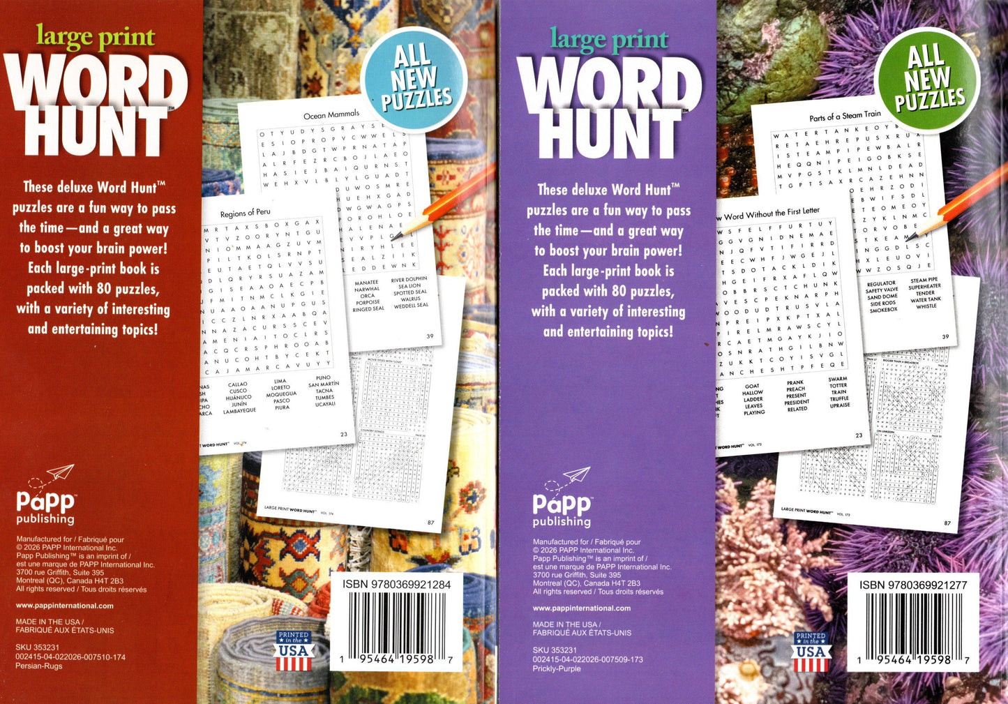 Large Print Word Hunt - All New Puzzles - (Pocket Size) - Vol.173.174