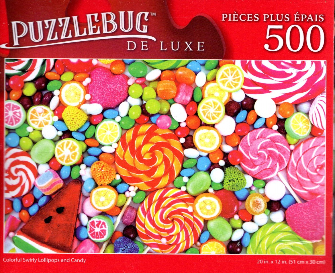 Colorful Swirly Lollipops and Candy - 500 Deluxe Jigsaw Puzzle