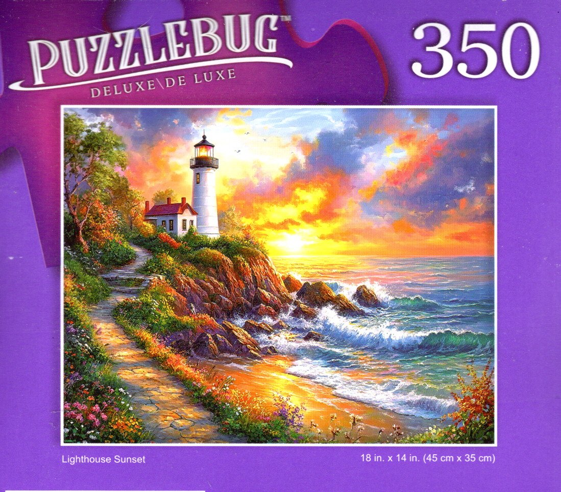 Lighthouse Sunset - 350 Pieces Deluxe Jigsaw Puzzle