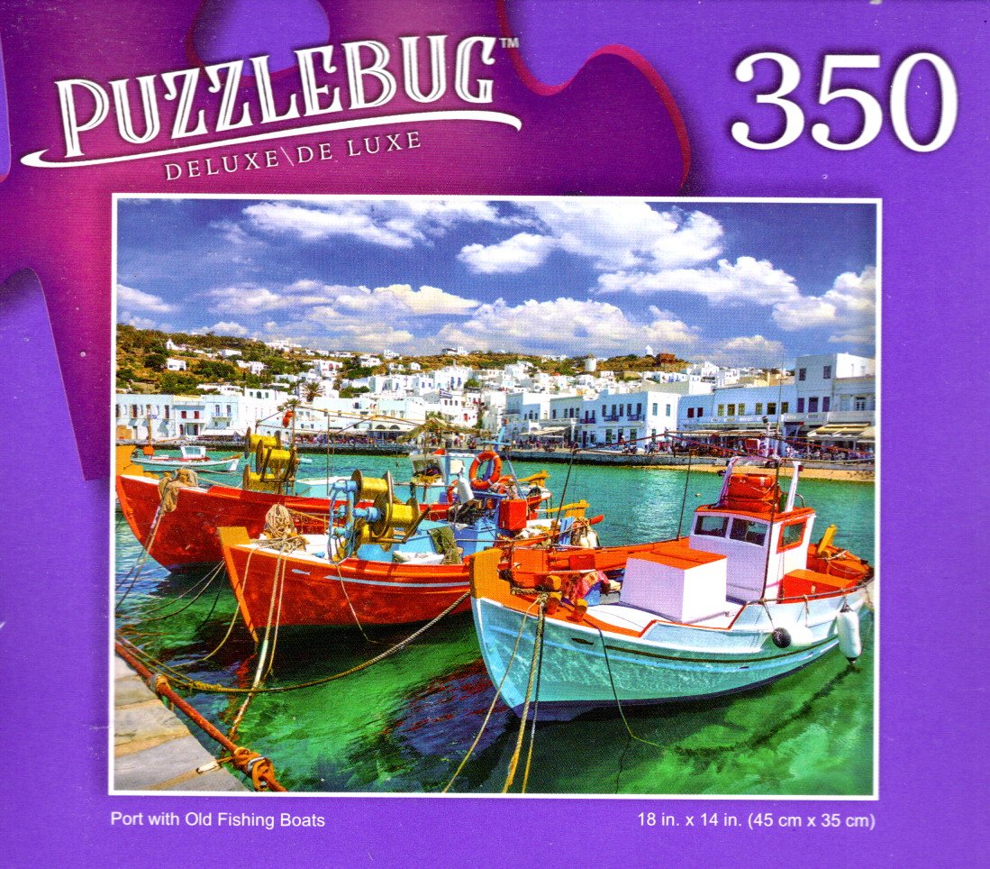 Port with Old Fishing Boats - 350 Pieces Deluxe Jigsaw Puzzle