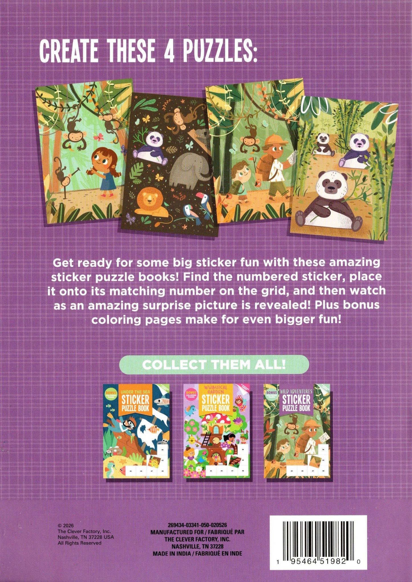 Wild Adventures - Stickers Puzzle Books - 4 puzzle Inside