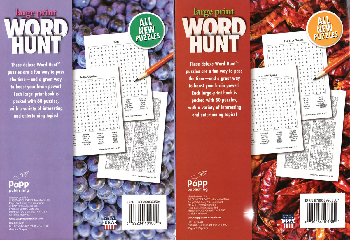 Large Print Word Hunt - All New Puzzles - Vol.109 - Vol.110