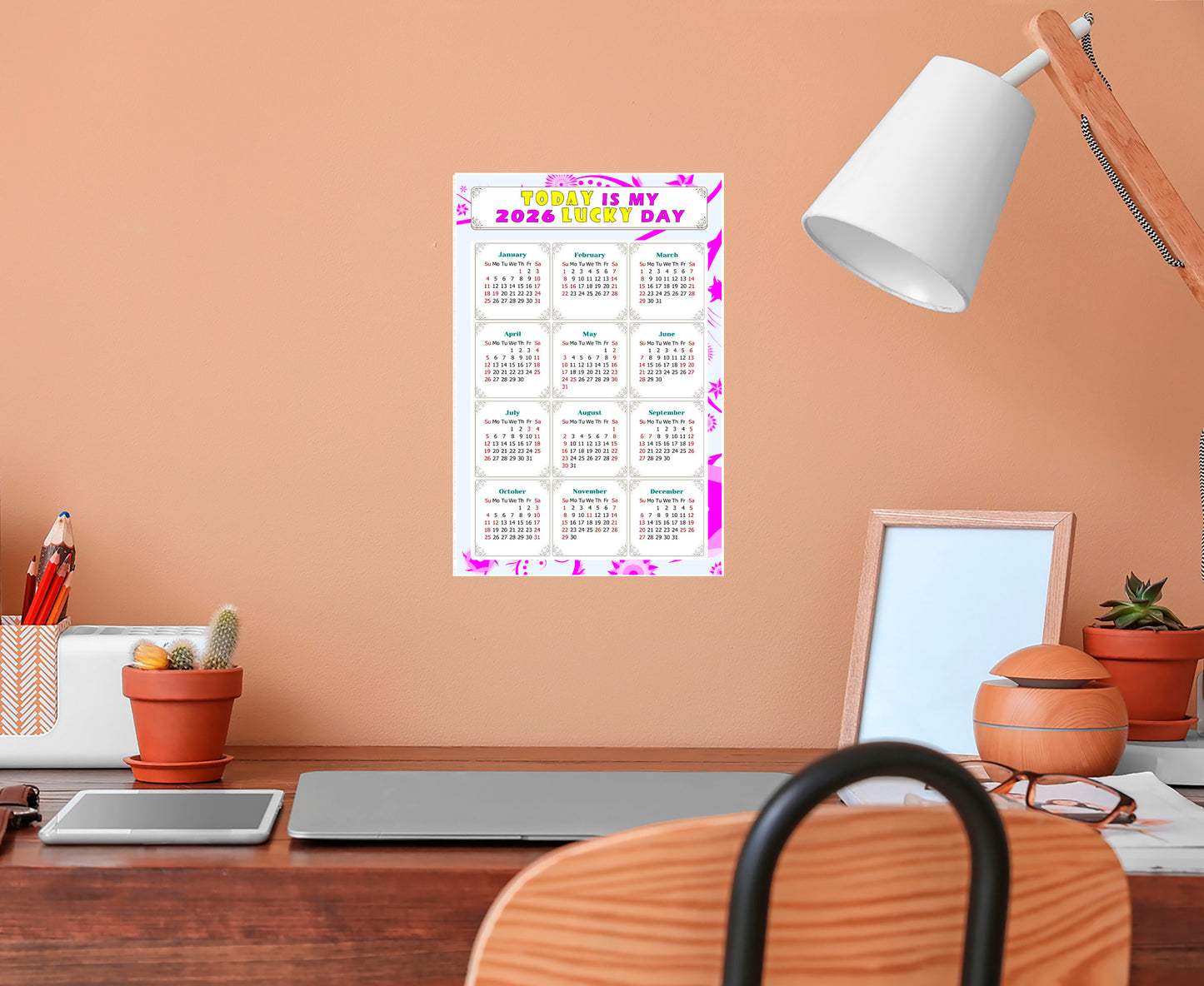2026 Peel & Stick Calendar - Today is my Lucky Day Removable - 04