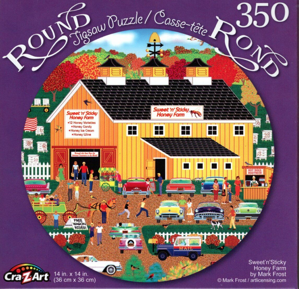 Sweetn Sticky Honey Farm by Mark Frost - 350 Piece Round Jigsaw Puzzle