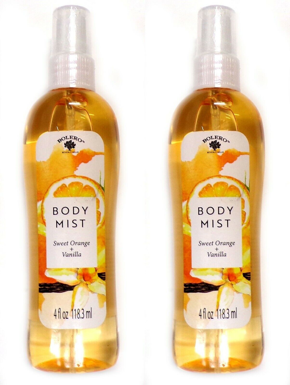 Bolero Body Mist Sweet Orange + Vanilla 4fl oz 118.3 ml (Set of 2)