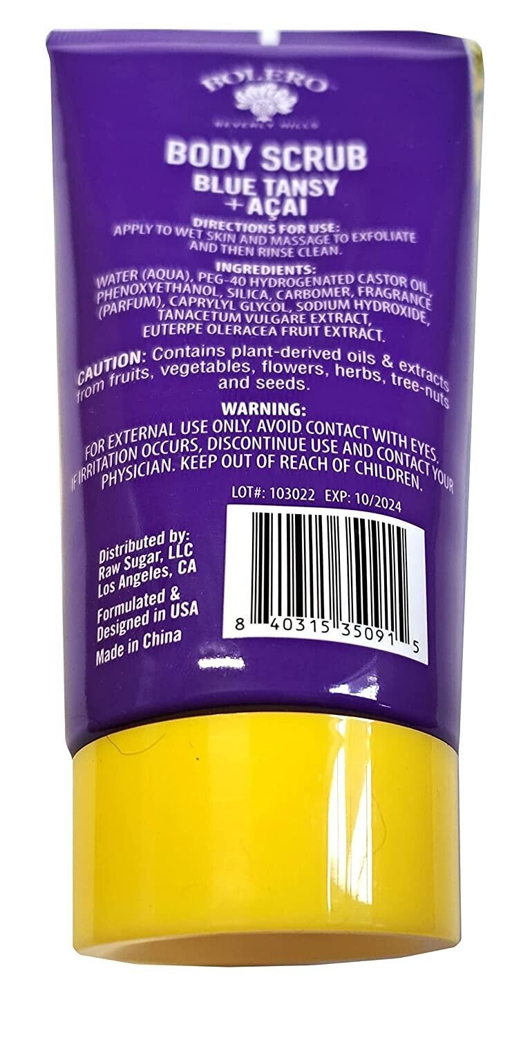 Bolero Body Scrub Blue Tansy & Acai 5fl oz.