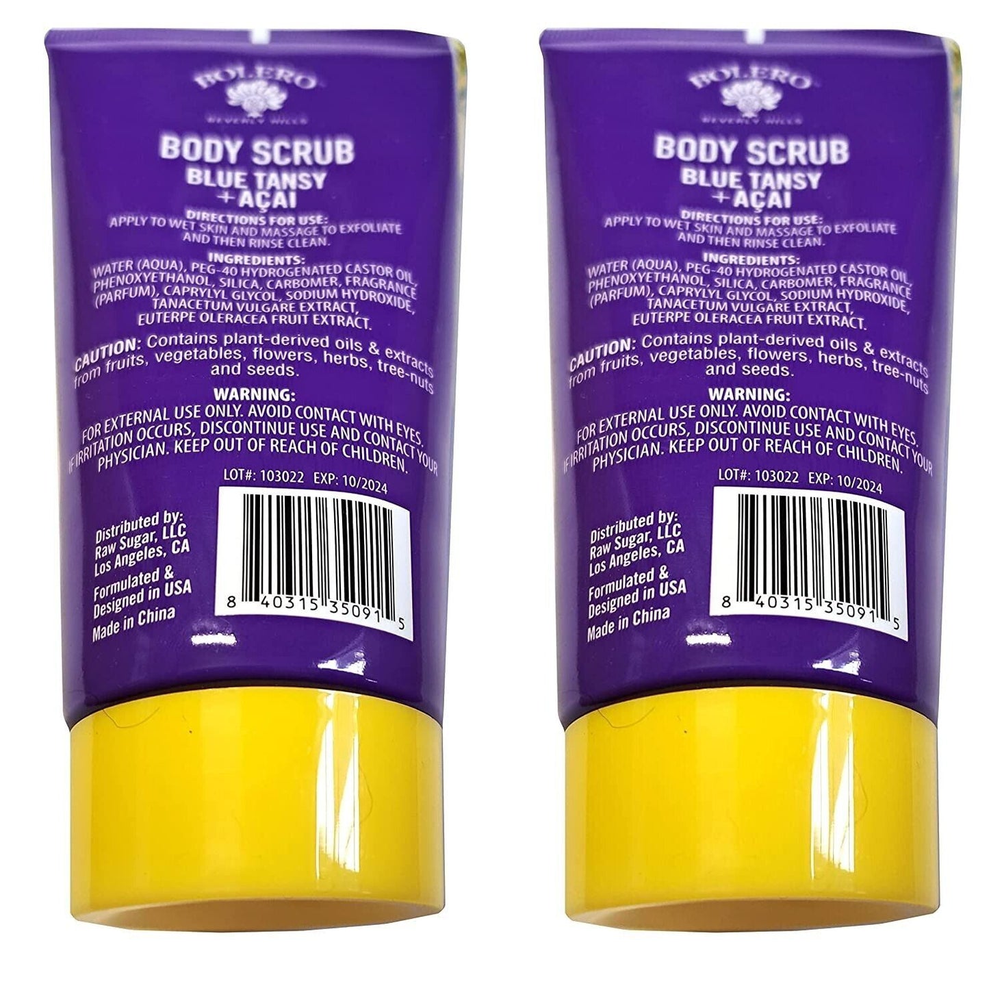 Bolero Body Scrub Blue Tansy & Acai 5fl oz. (Set of 2 Pack)