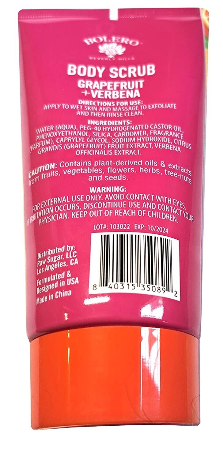 Bolero Body Scrub Grapefruit & Verbena 5fl oz.