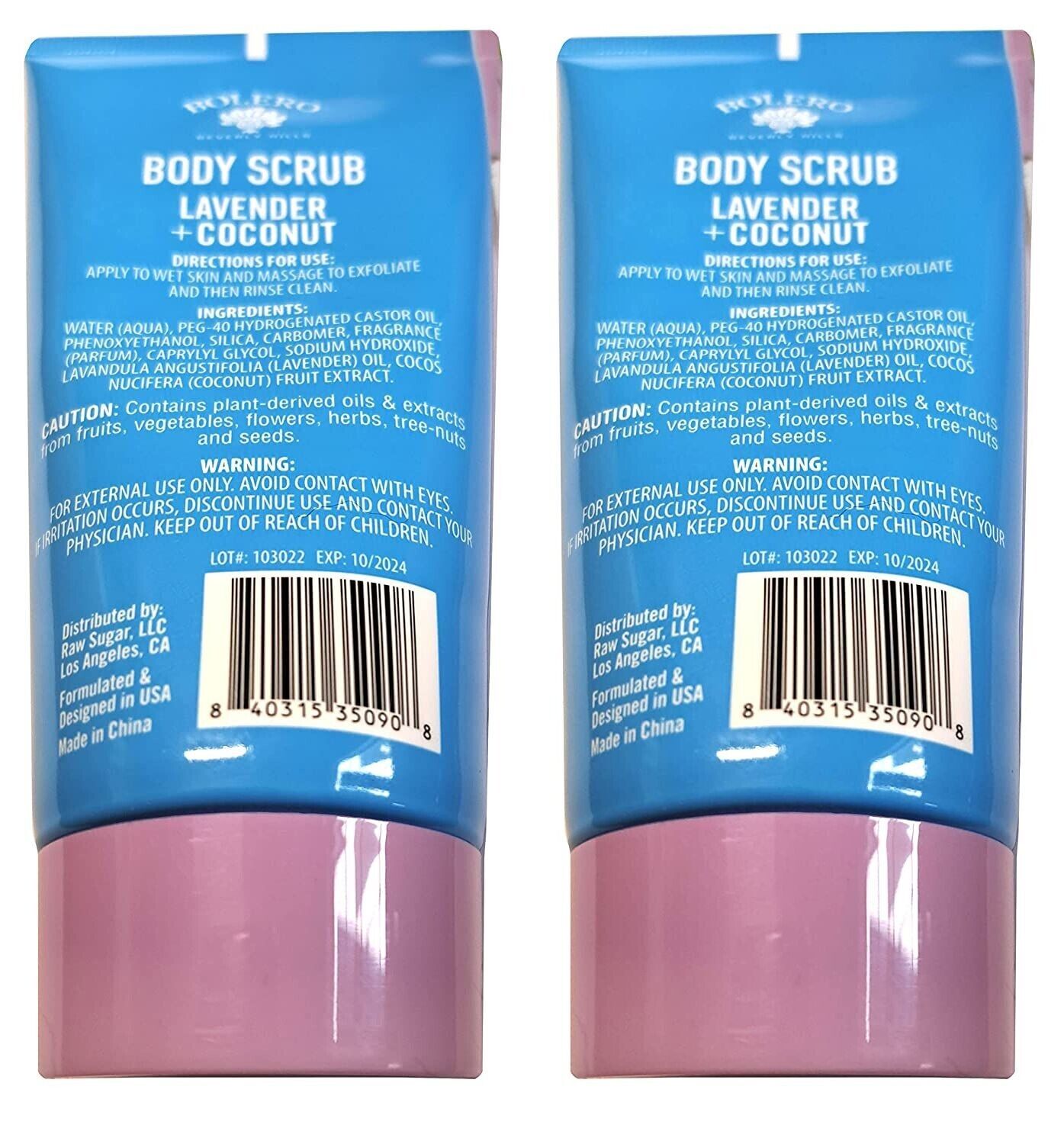 Bolero Body Scrub Lavender & Coconut 5fl oz. 147,8ml (Set of 2)