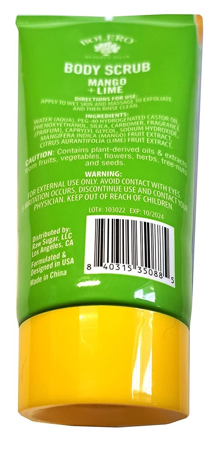 Bolero Body Scrub Mango & Lime 5fl oz.