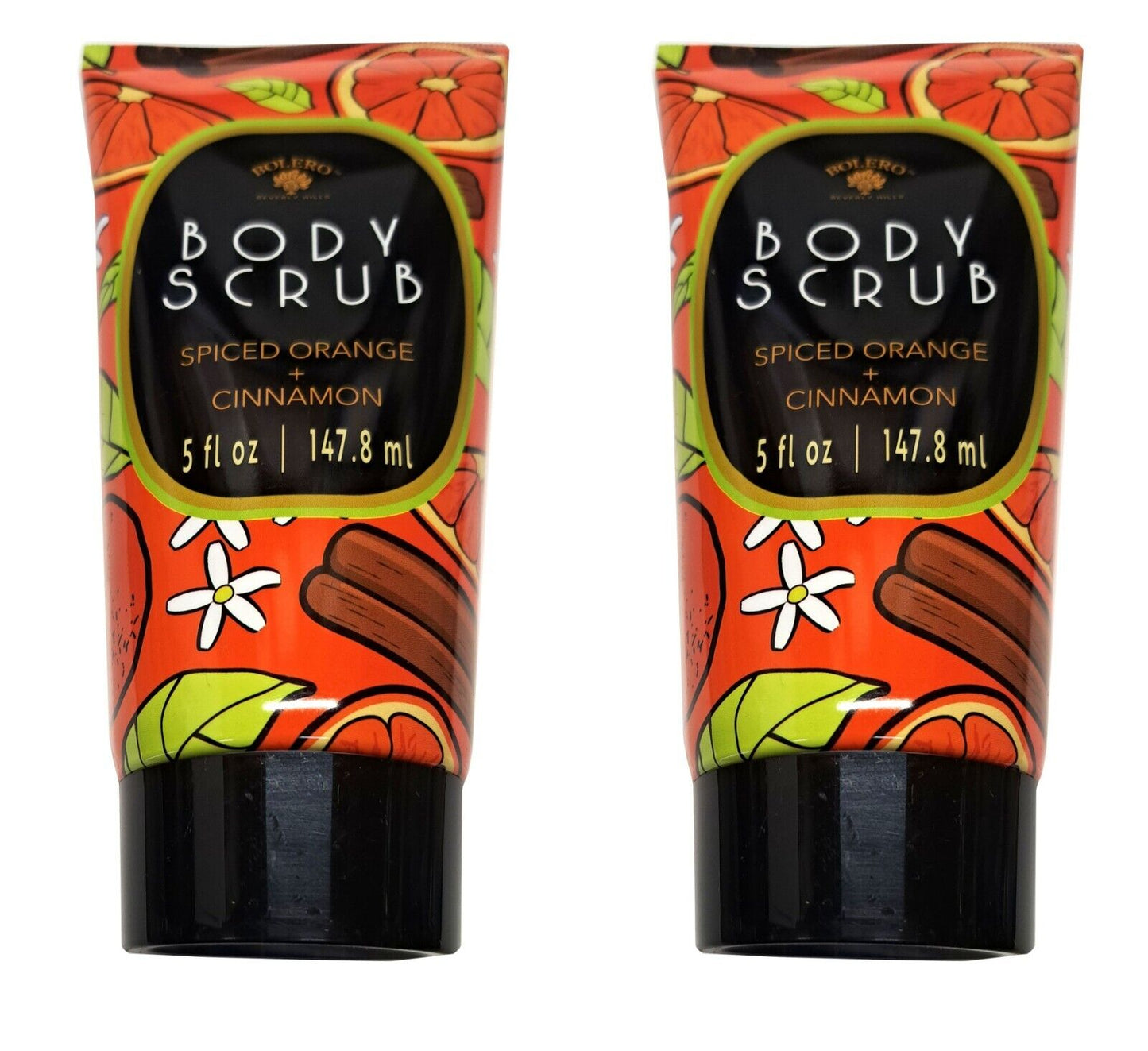 Bolero Body Scrub Spiced Orange & Cinnamon 5fl oz, 147,8ml (Set of 2 Pack)