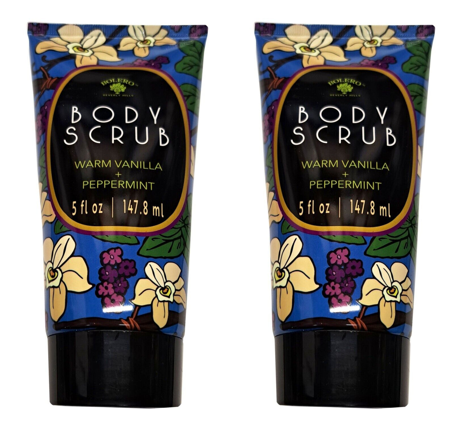 Bolero Body Scrub Warm Vanilla & Peppermint 5fl oz, 147,8ml (Set of 2 Pack)