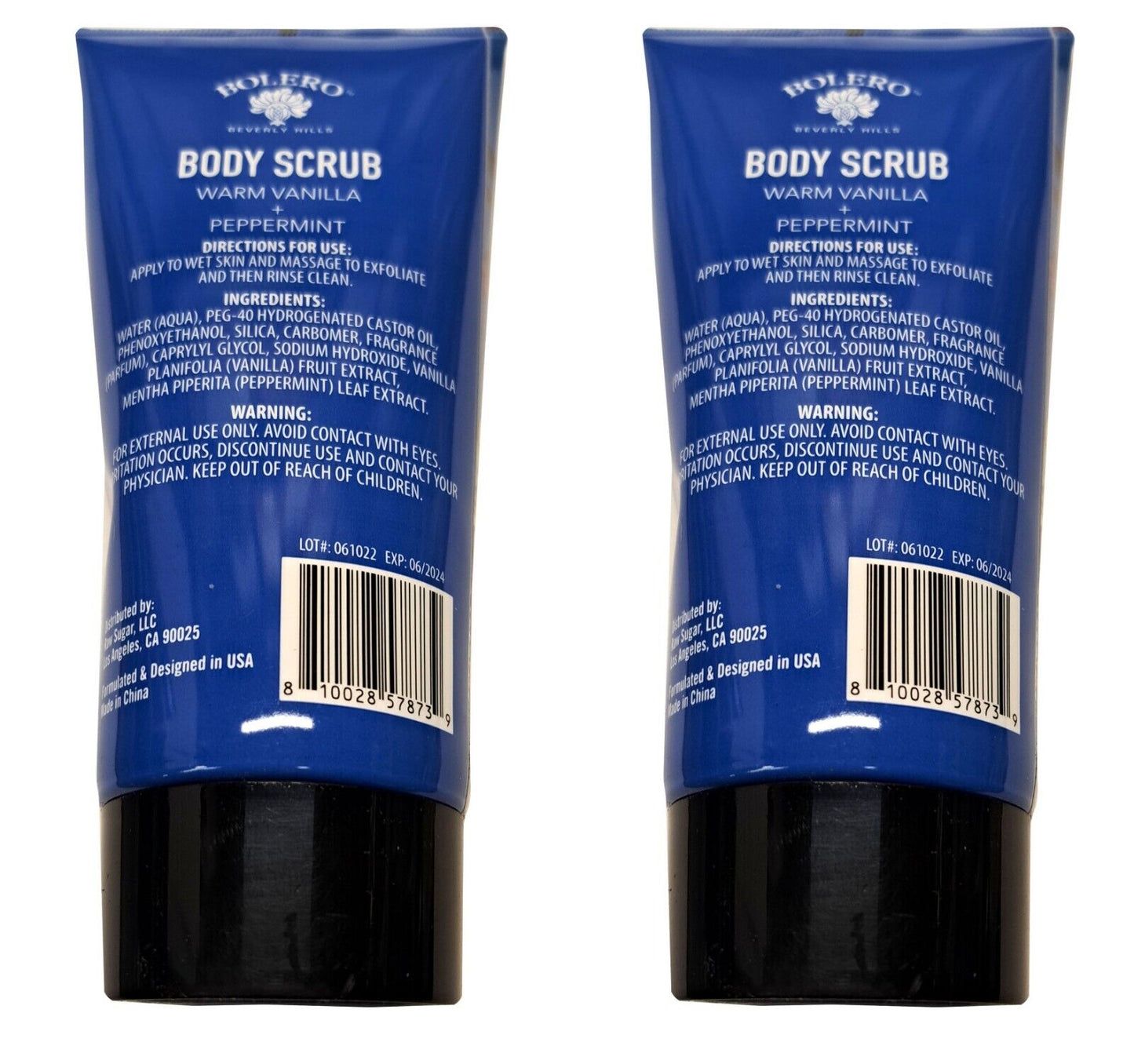 Bolero Body Scrub Warm Vanilla & Peppermint 5fl oz, 147,8ml (Set of 2 Pack)