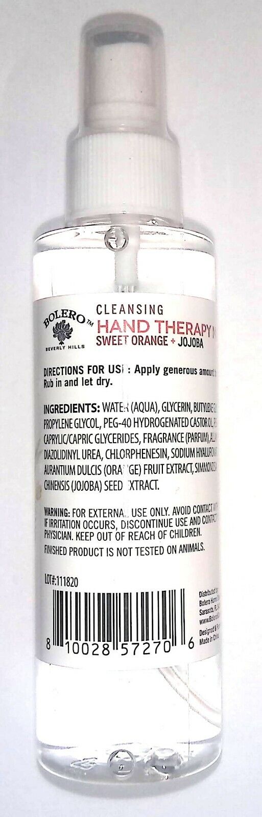 Bolero Cleansing Alcohol - Free Hand Therapy Mist Sweet Orange + Jojoba (Set of 2)