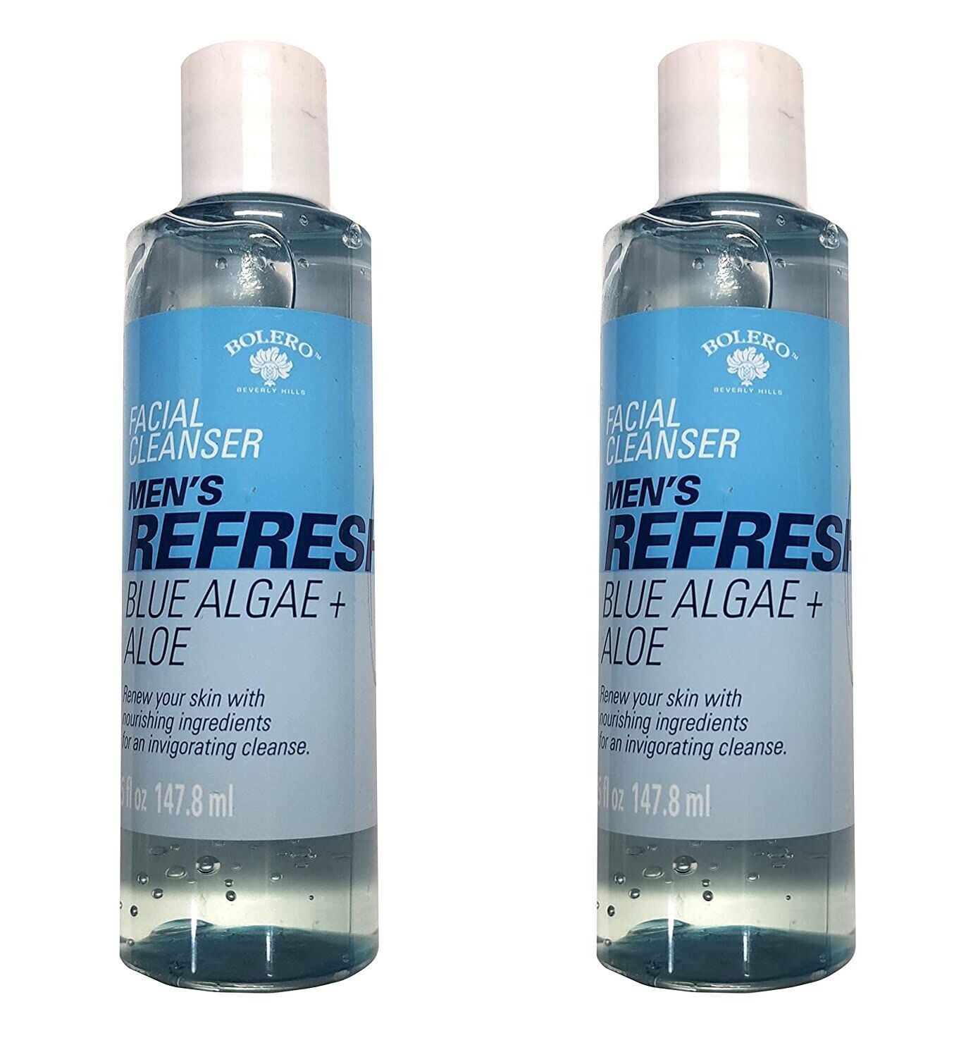 Bolero Facial Cleanser Men's Refresh Blue Algae & Aloe 5fl oz Set of 2