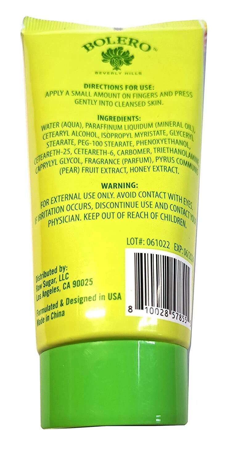 Bolero Facial Cream Sparkling Pear + Honey Calm, Nourish & Replenish 3fl oz