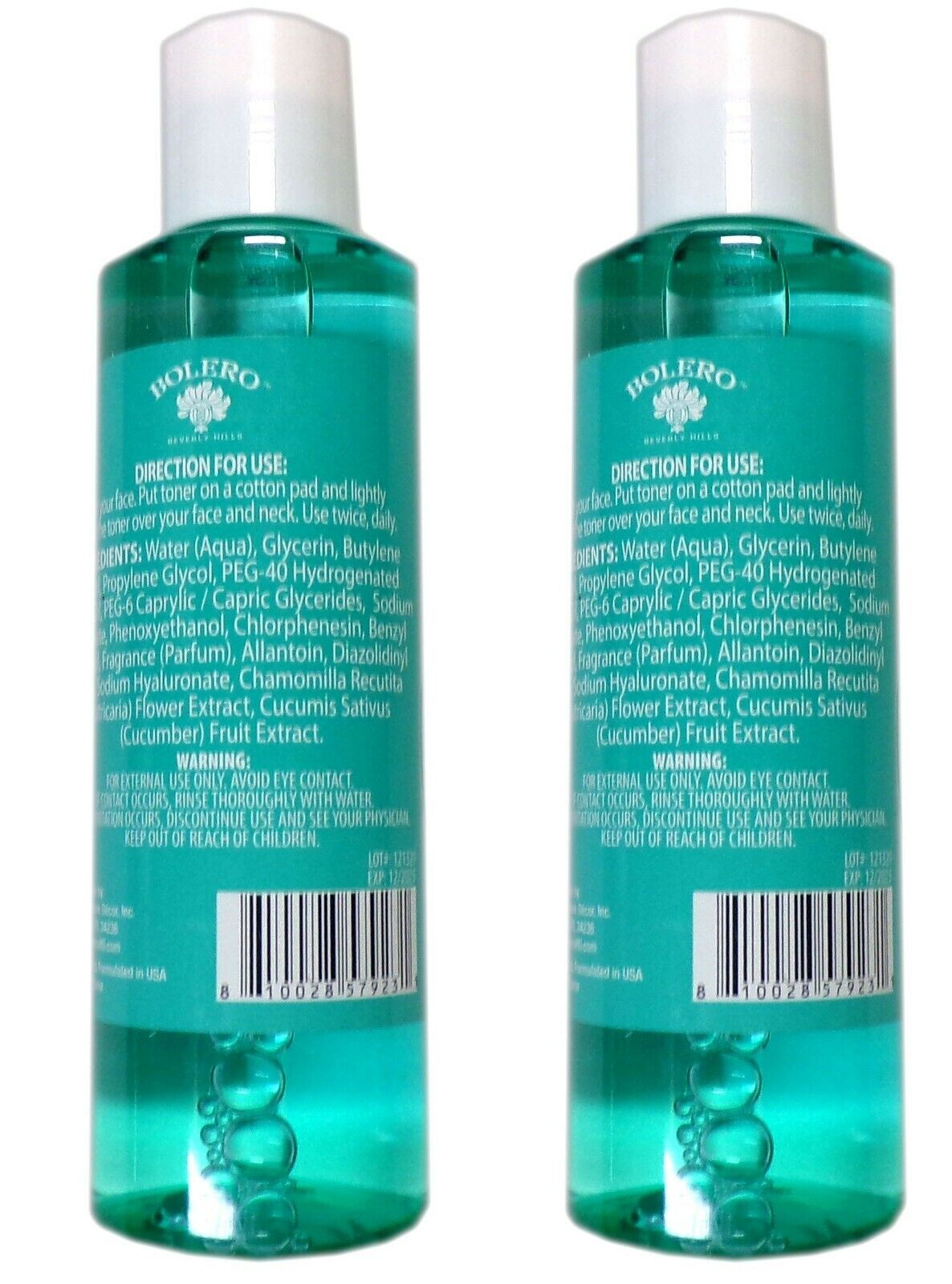 Bolero Facial Toner Chamomile + Cucumber Calm, Nourish & Hydrate Set of 2 Pack