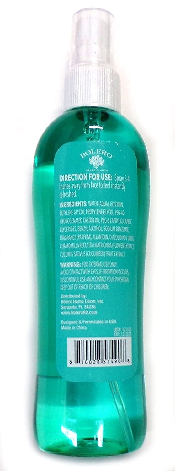 Bolero Fragrance Mist Chamomile + Cucumber - Calm, Nourish & Hydrate 4fl oz 118